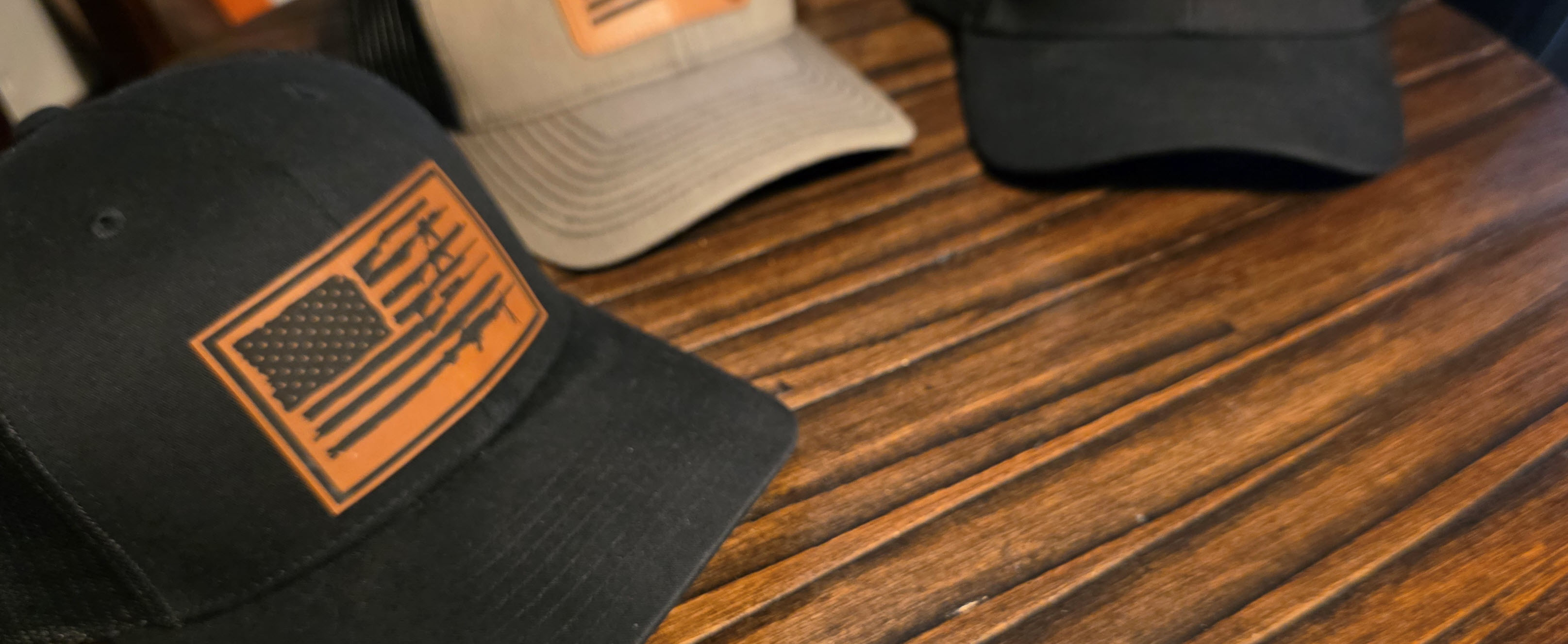 Custom leather patches on premium caps